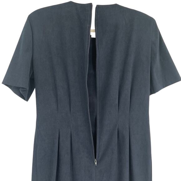 Vtg 90s Sag Harbor Horsebit Sheath Dres 8 Equestrian Old Money Preppy Chic Navy - Picture 9 of 12